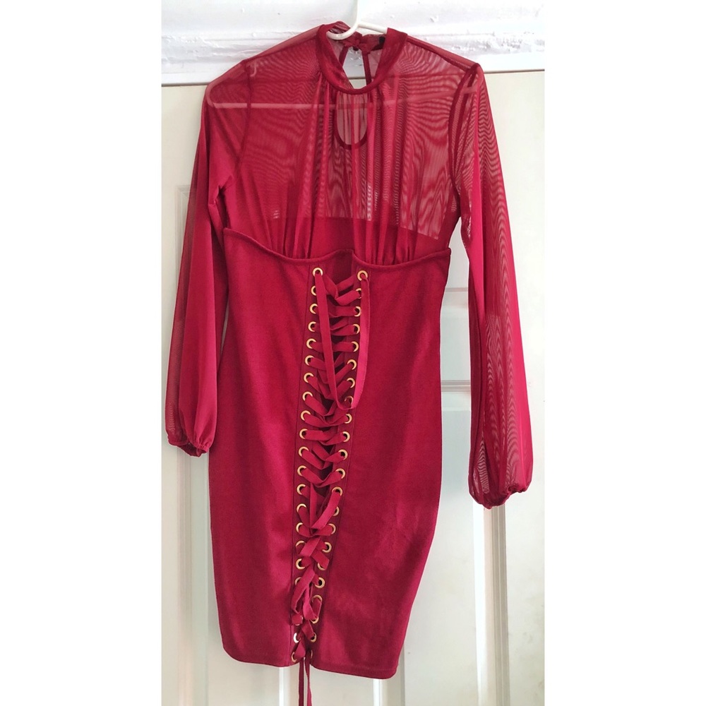 Red Lace Up Dress
